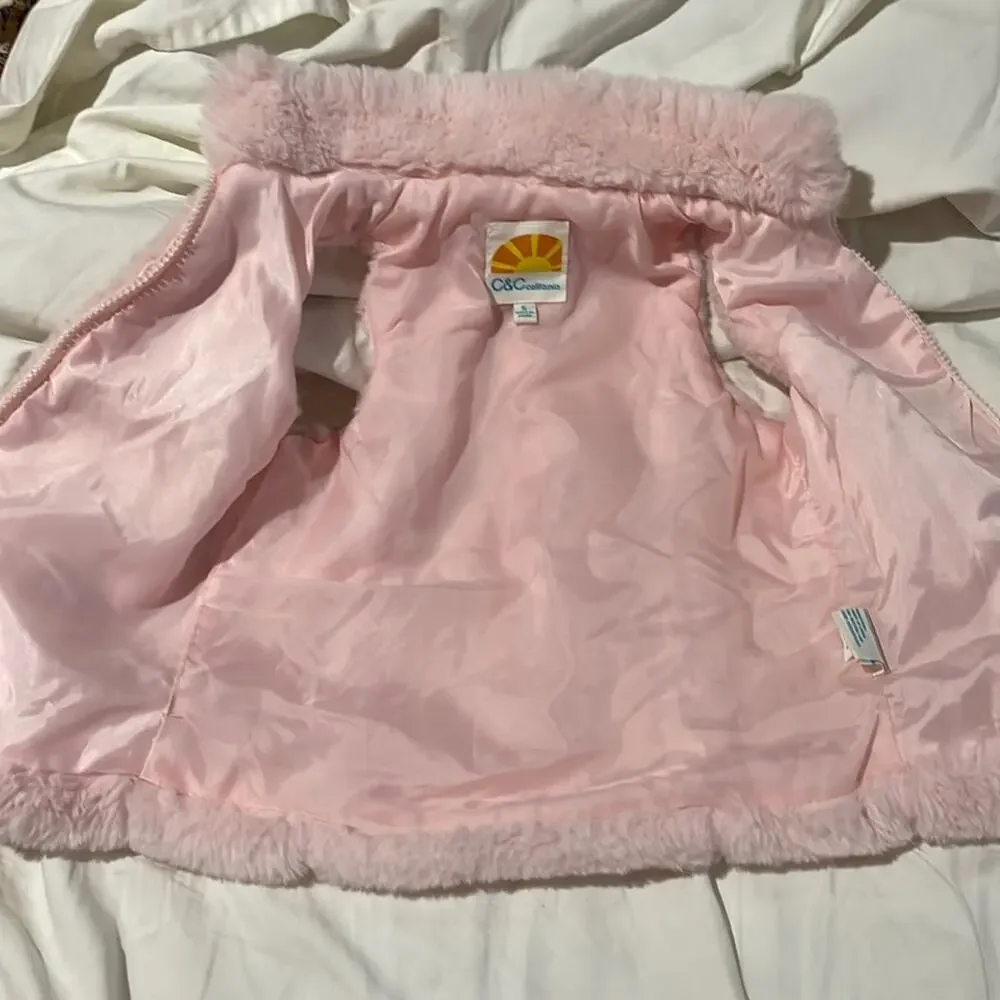 C & C California 5 pink furn vest with collar shaped fit lined worn once euc